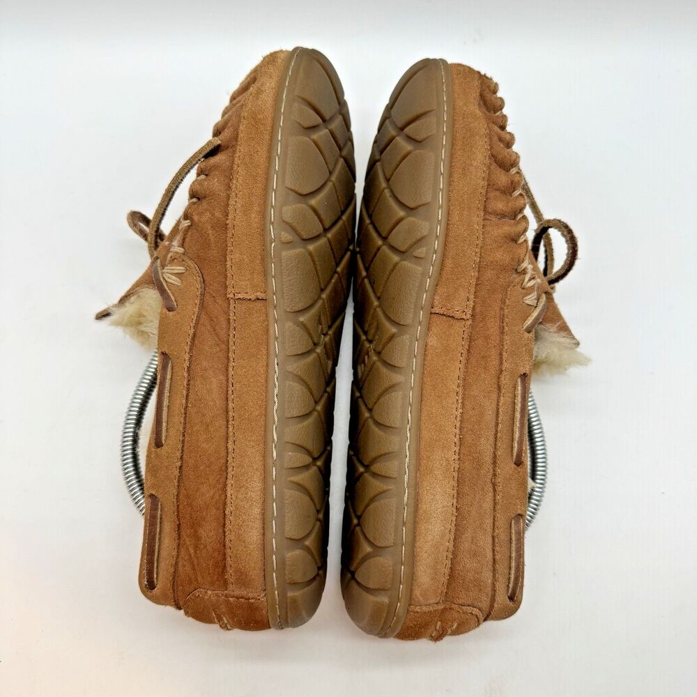L.L. Bean Wicked Good Moccasins Women's 6M Brown Suede Sherpa Lined Slippers - Picture 7 of 11